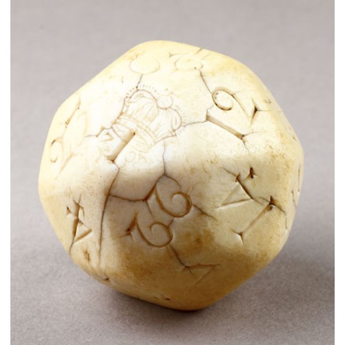 English Queen Anne Carved Walrus Ivory Teetotum Gambling Lottery Ball dated 1708